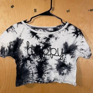 Misguided Small Black and White tie dye crop top